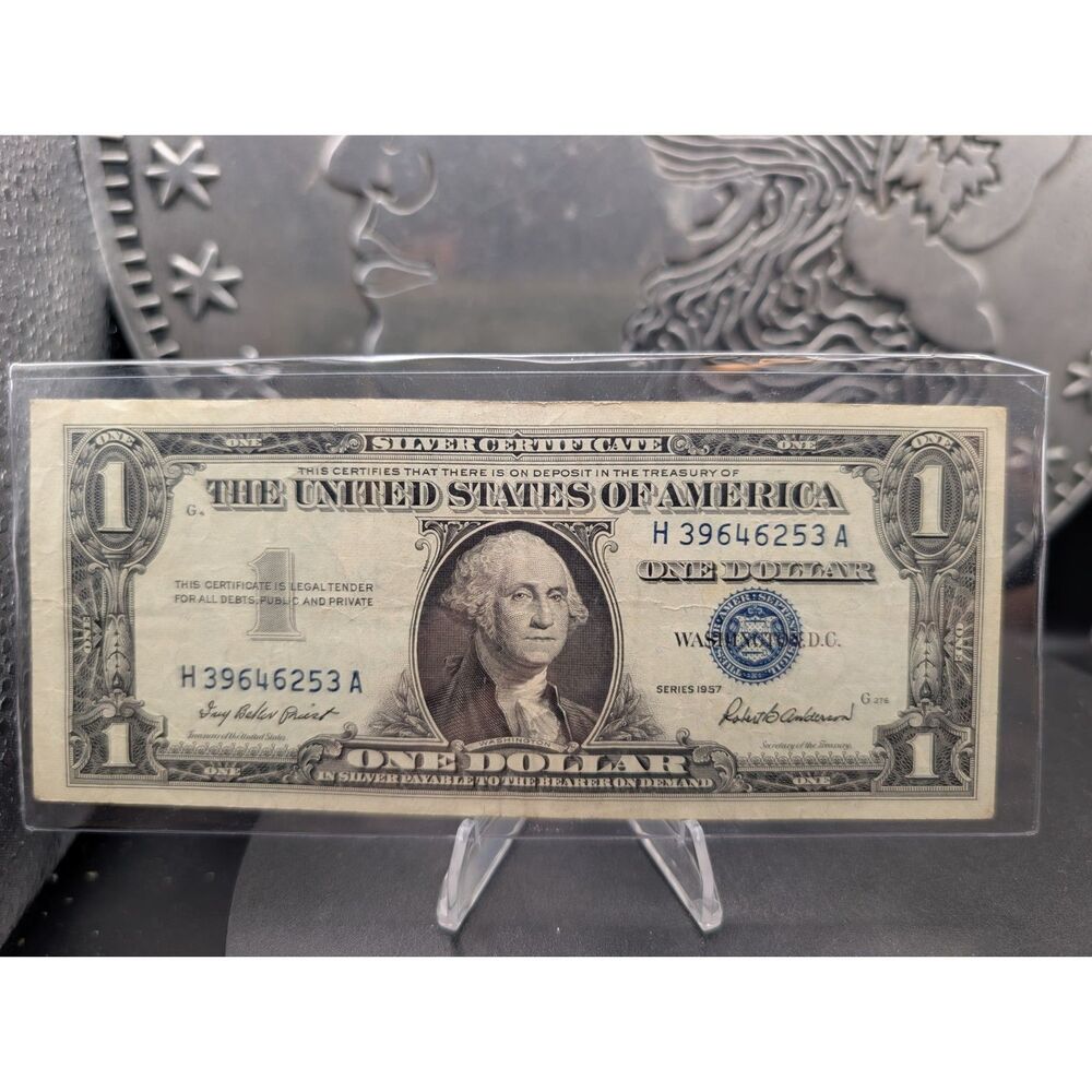 1957 $1 Silver Certificate • Blue Seal • H39646253A • Clean Circulated